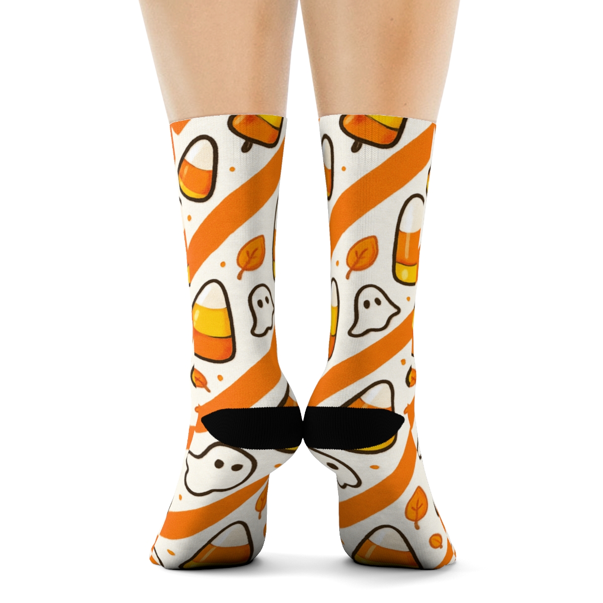 Candy Corn Chevron On White Background comfortable cotton crew socks