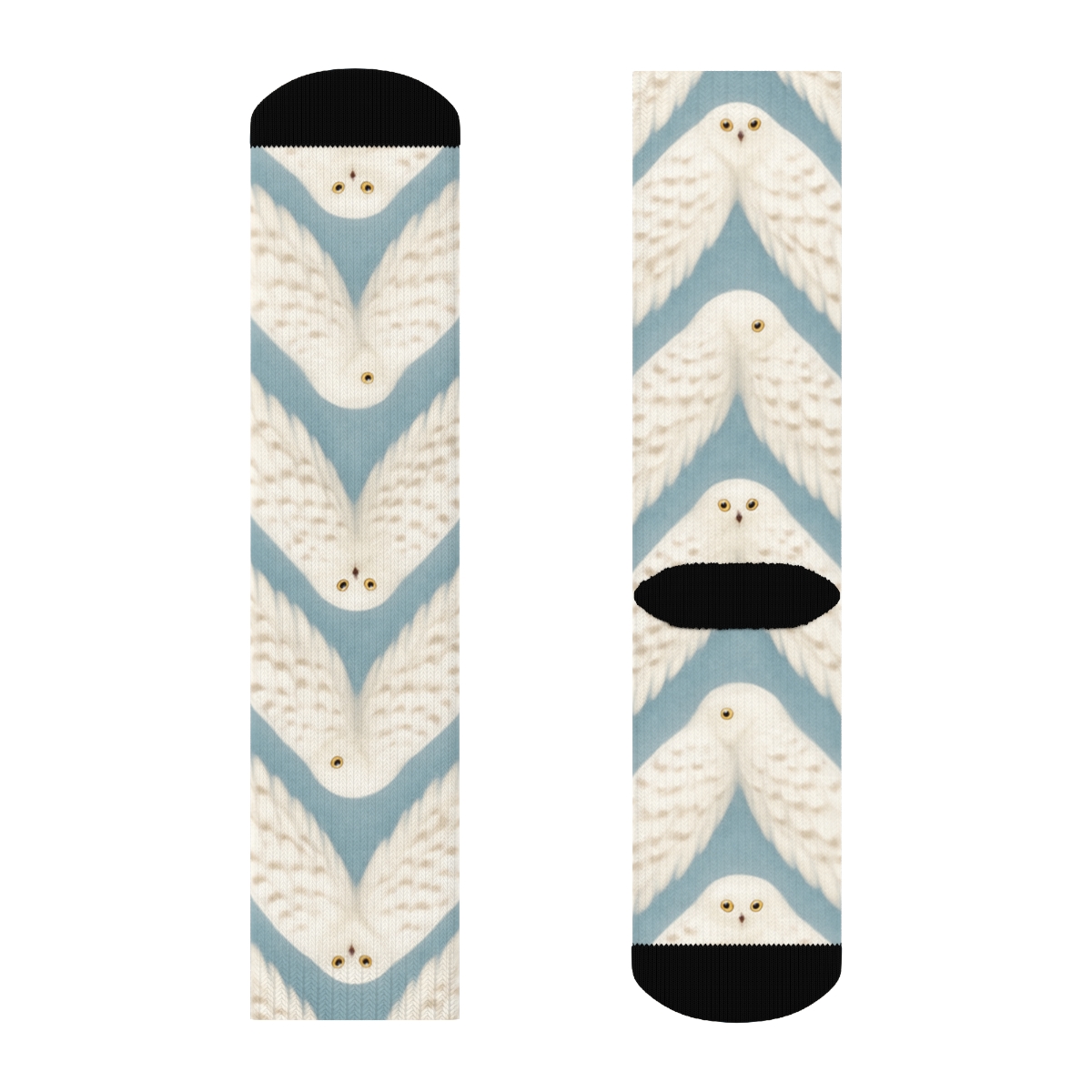 Snowy Owl Wing Chevron On Ice Blue unique graphic crew socks
