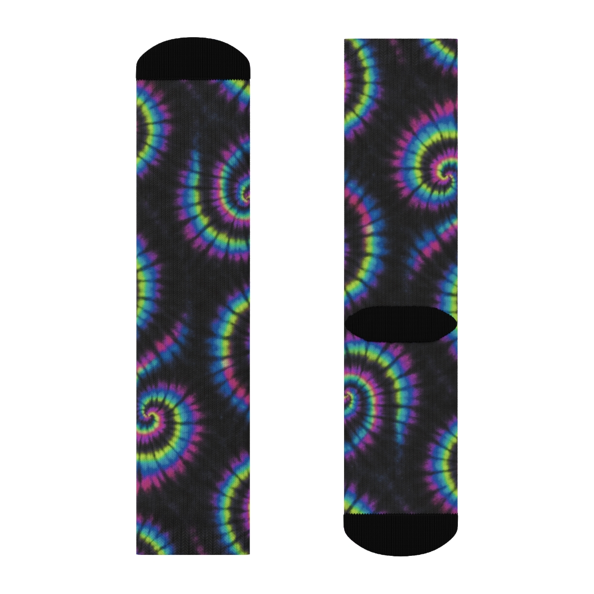 Neon Spiral Tile Lattice On Black Background unique graphic crew socks