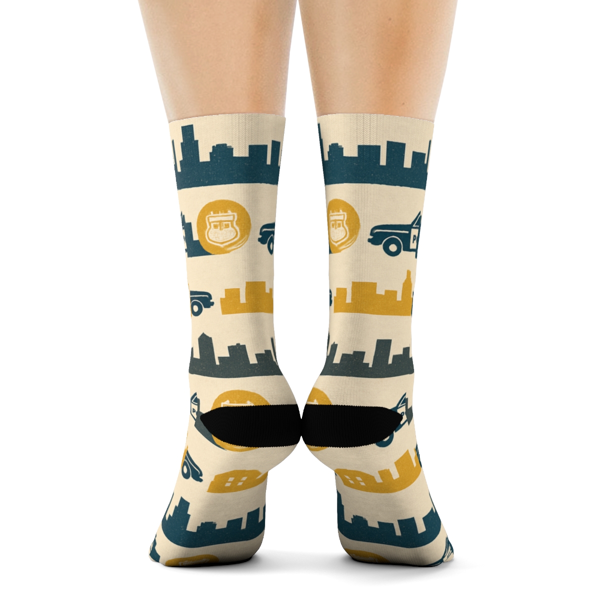 City Patrol Strip Police-Officer Mosaic trendy patterned crew socks