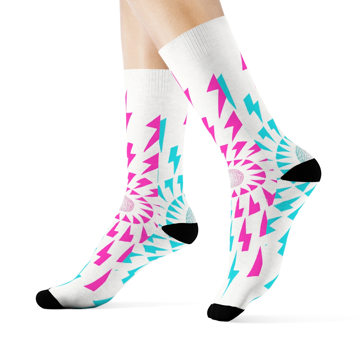 Neon Radial Flashburst comfortable cotton crew socks