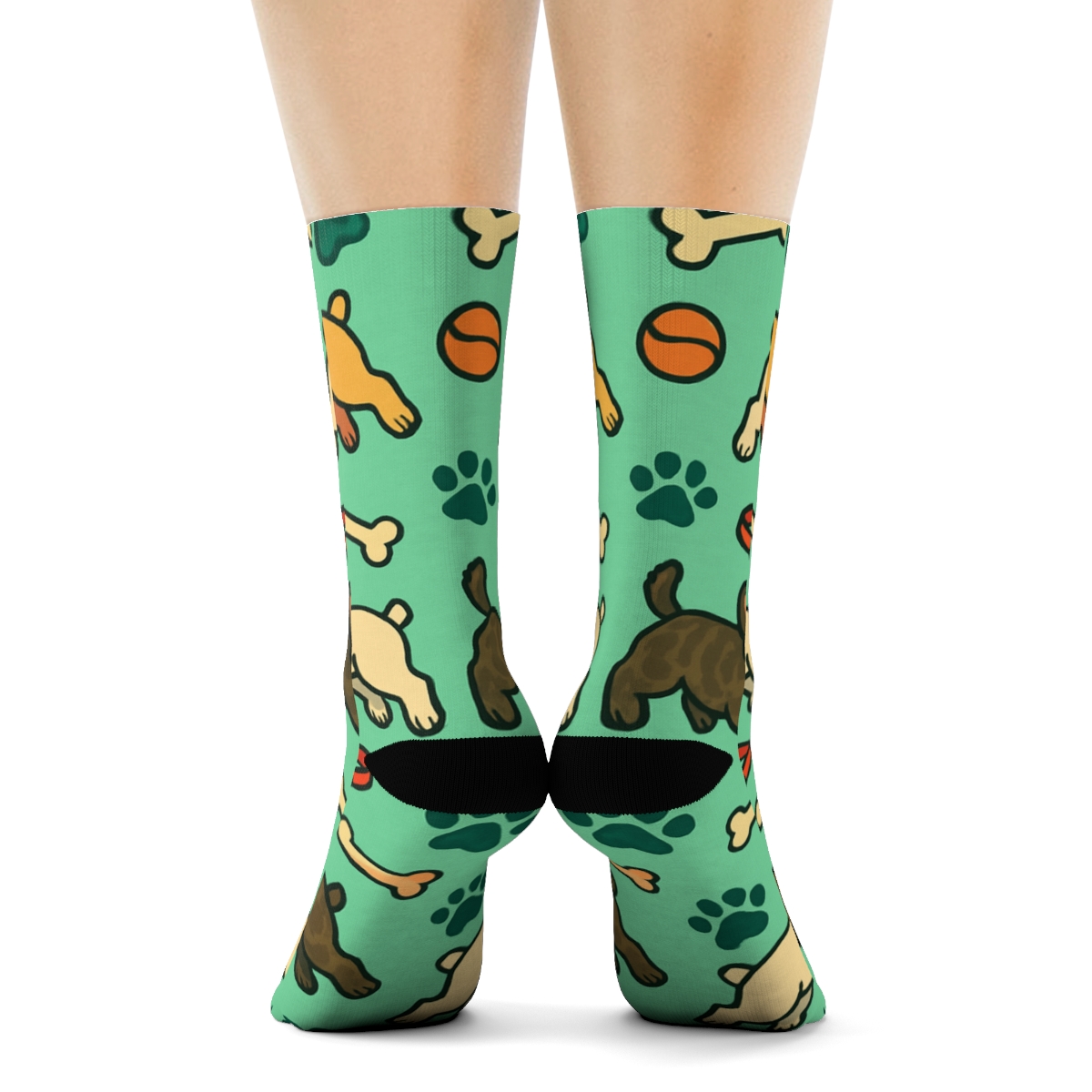 French Bulldog Park Parade Pattern designer printed crew socks