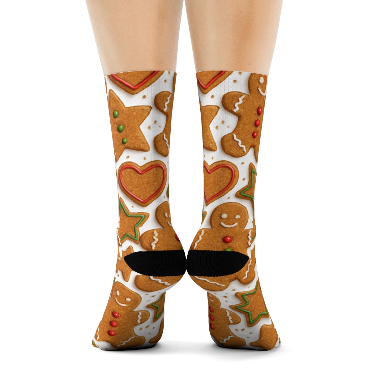 Holiday Gingerbread Mosaic On White Background personalized crew socks