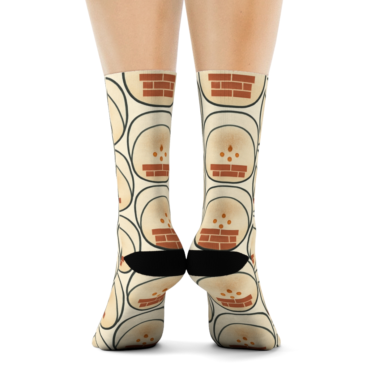 Hearth Tile Medallion Repeat With Heart premium sports crew socks