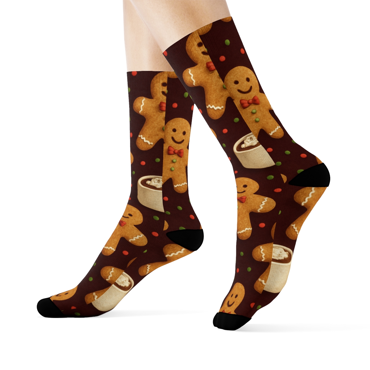 Gingerbread Cookies In Holiday Collage Scatter premium sports crew socks