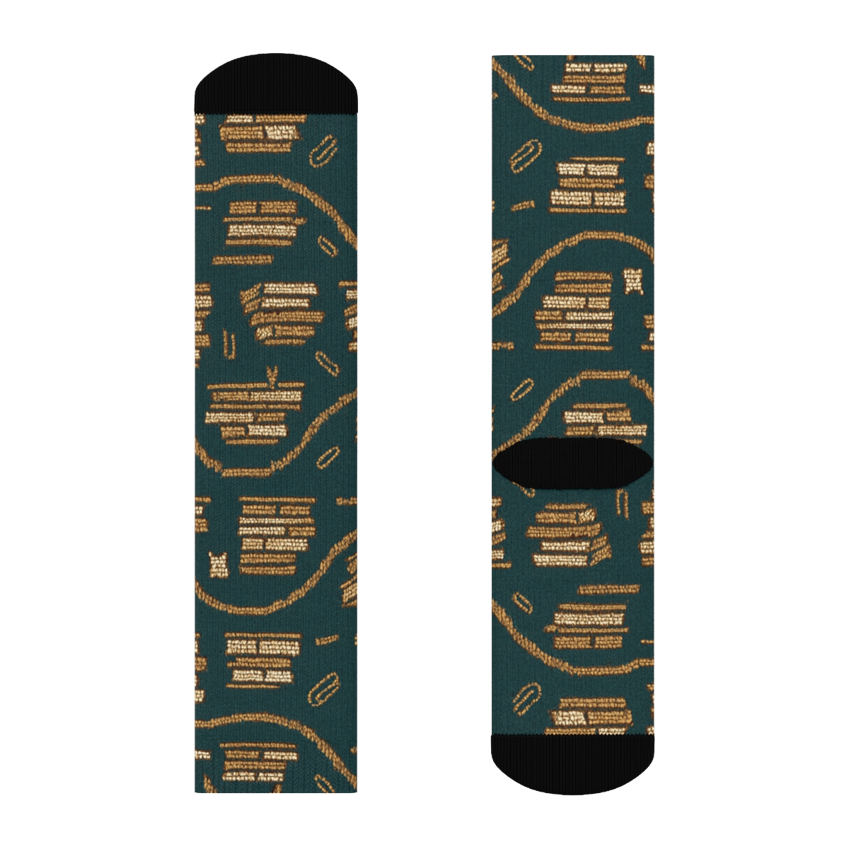 Librarian Book Cart Wave On Deep Teal stylish athletic crew socks