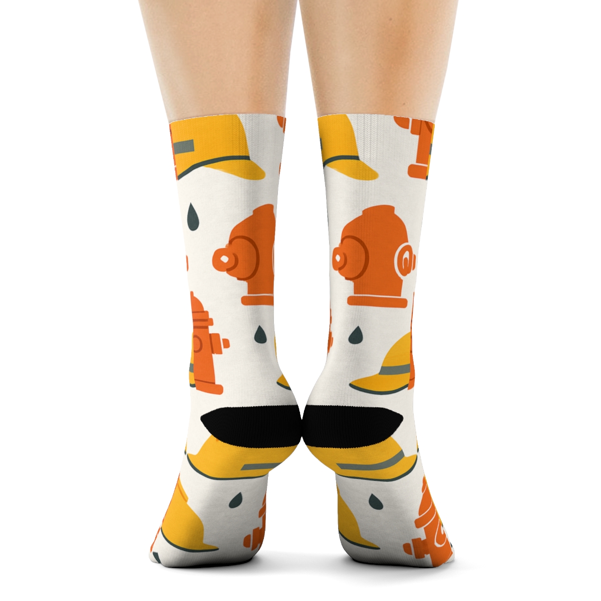 Fire Fighter Helmet And Hydrant Tessellation personalized crew socks