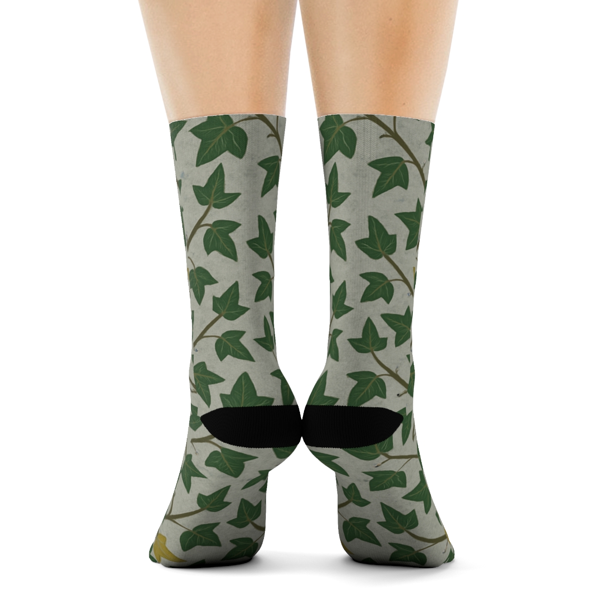 Tendril Chevron On Stone Gray trendy patterned crew socks