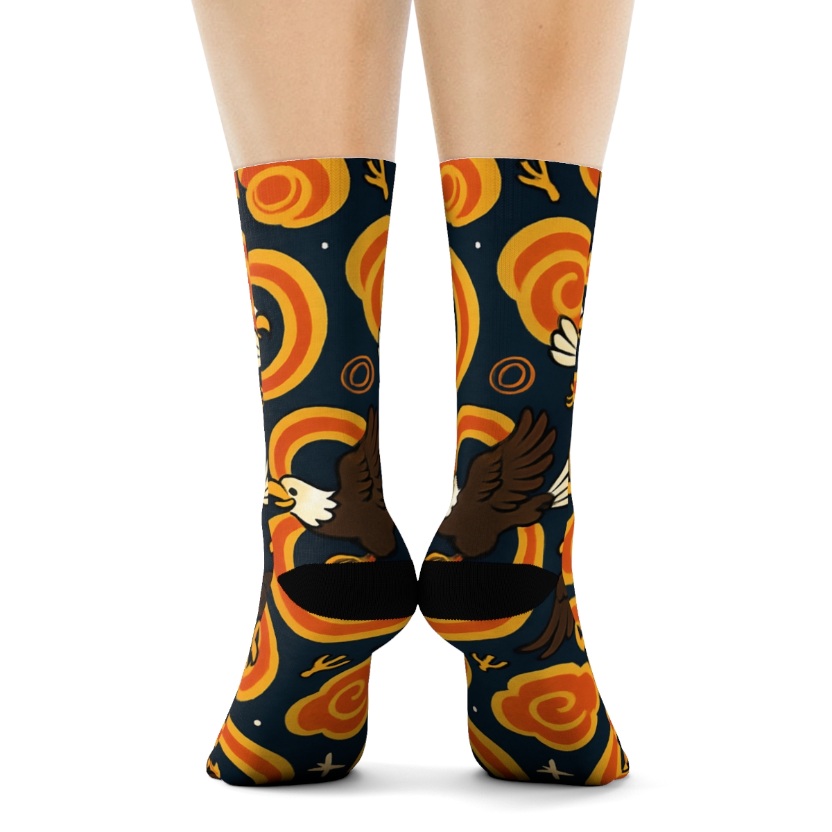 Sky Party Pattern With Eagle Silhouettes custom crew socks