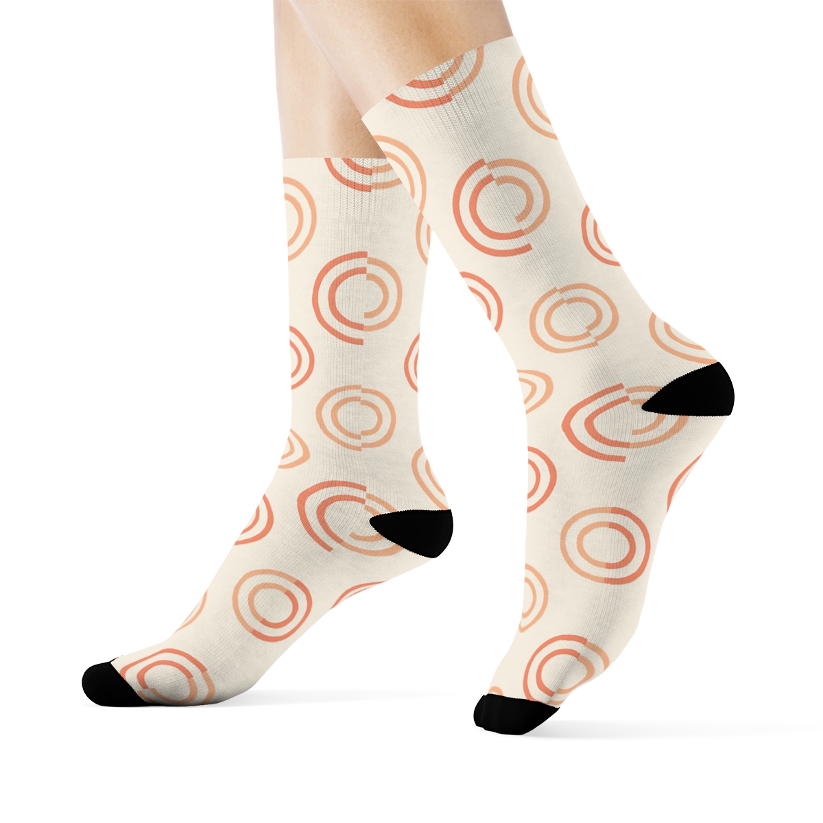 Small Ring Interval designer printed crew socks