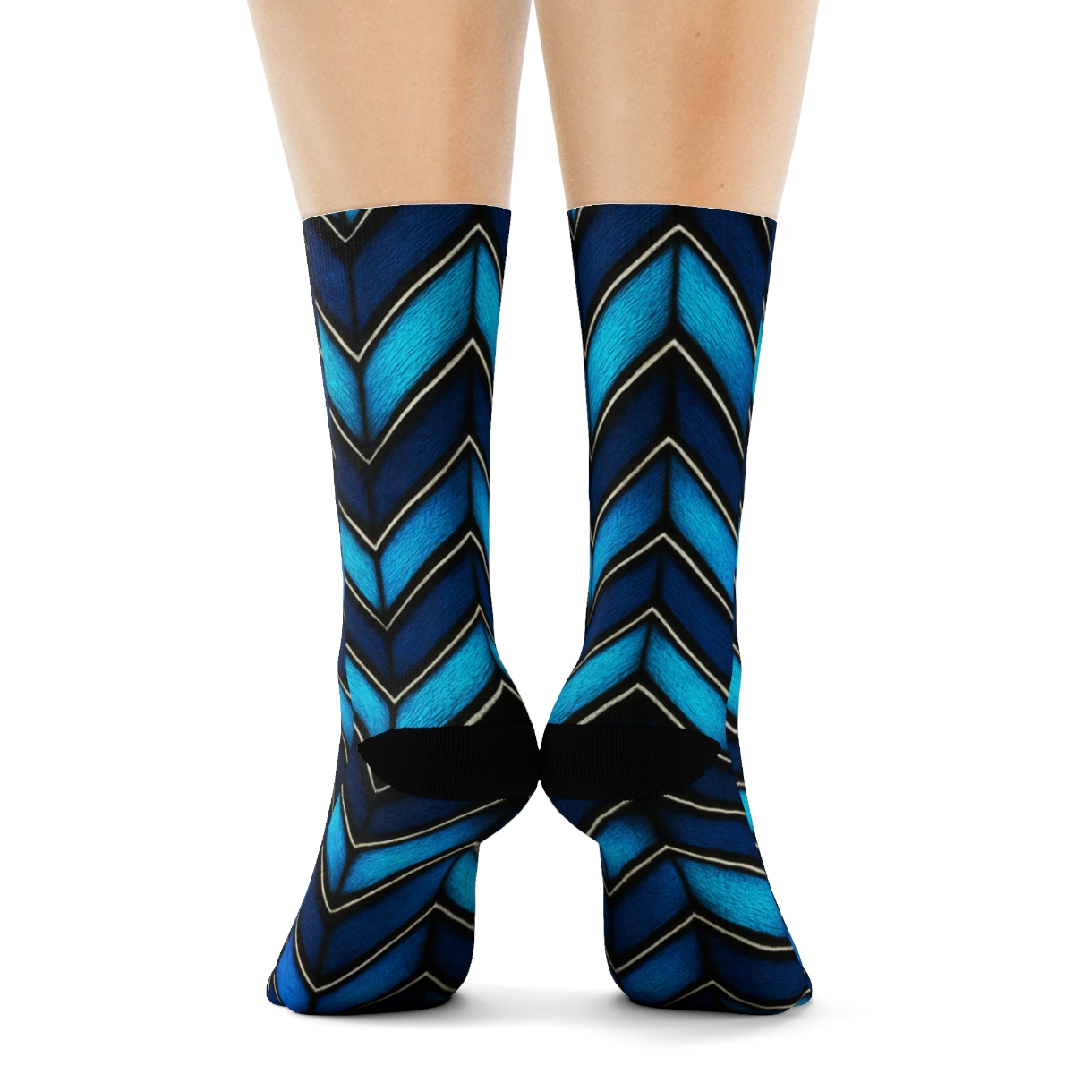 Blue Morpho Night Chevron Weave stylish athletic crew socks