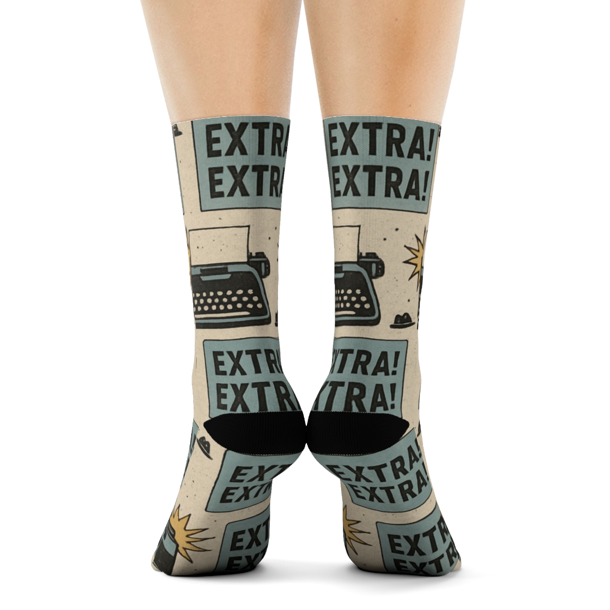 Newsprint Cityscape Reporter Collage Tessellation personalized crew socks