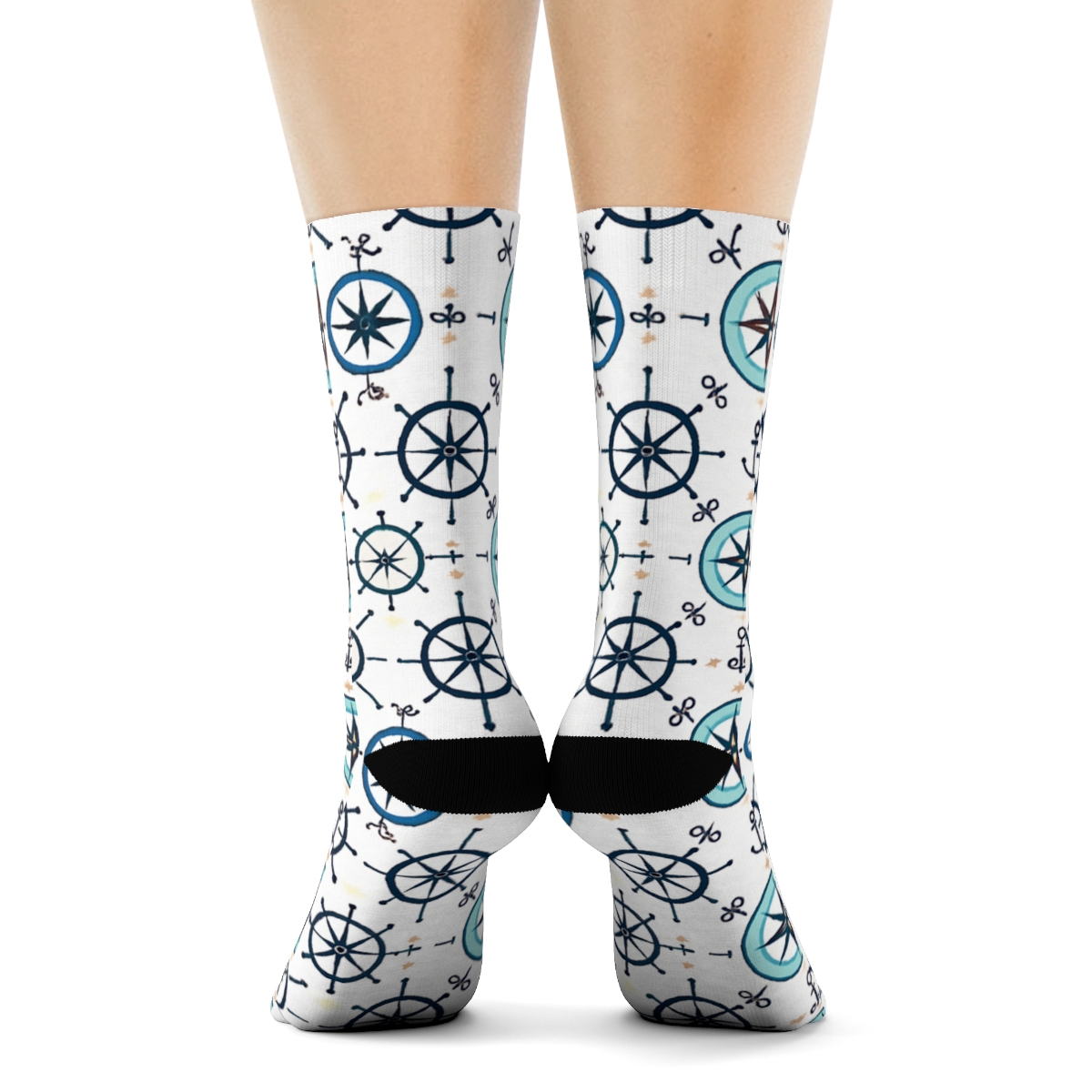 Compass Lattice With Ship Captain Icons custom crew socks