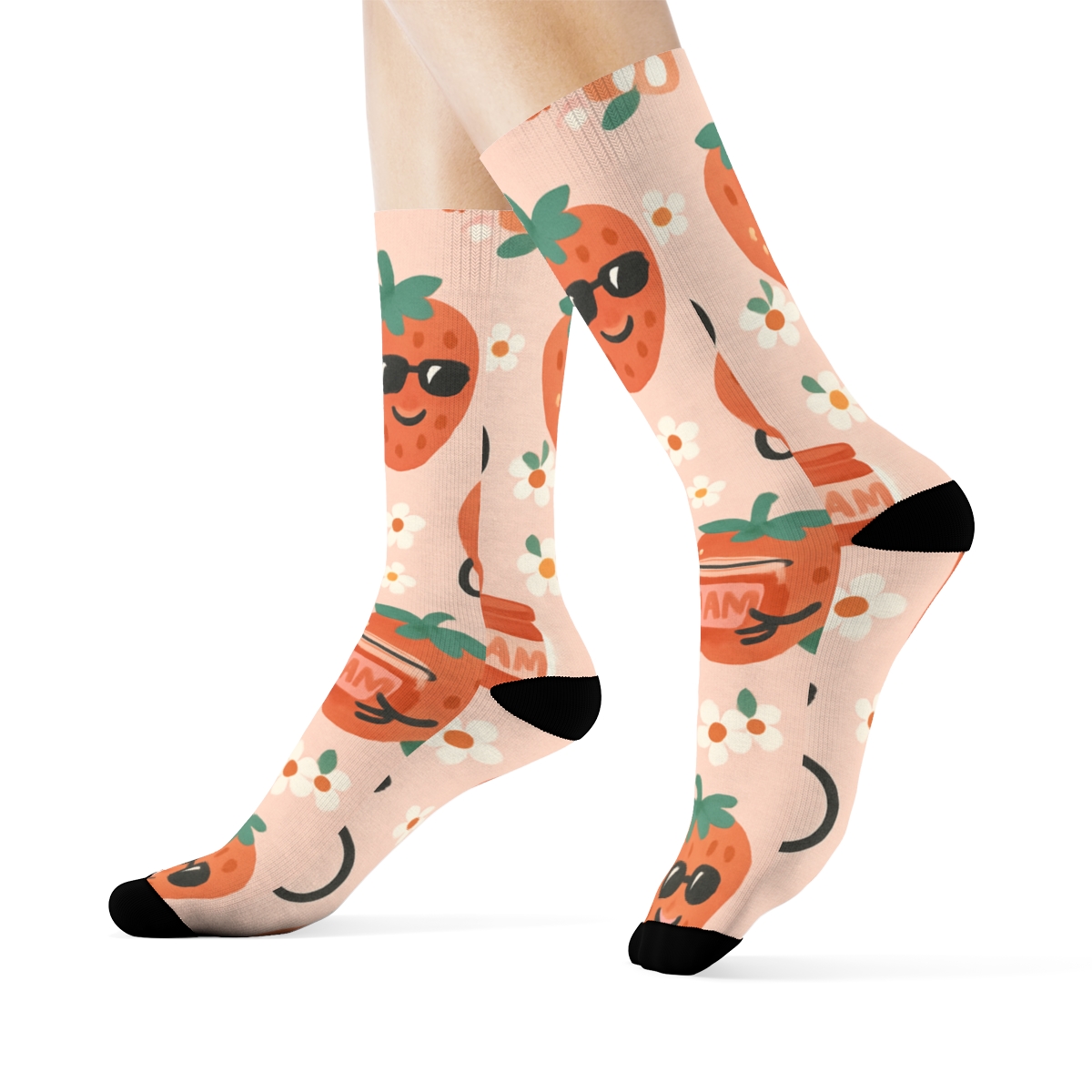 Playful Strawberry Character Parade stylish athletic crew socks