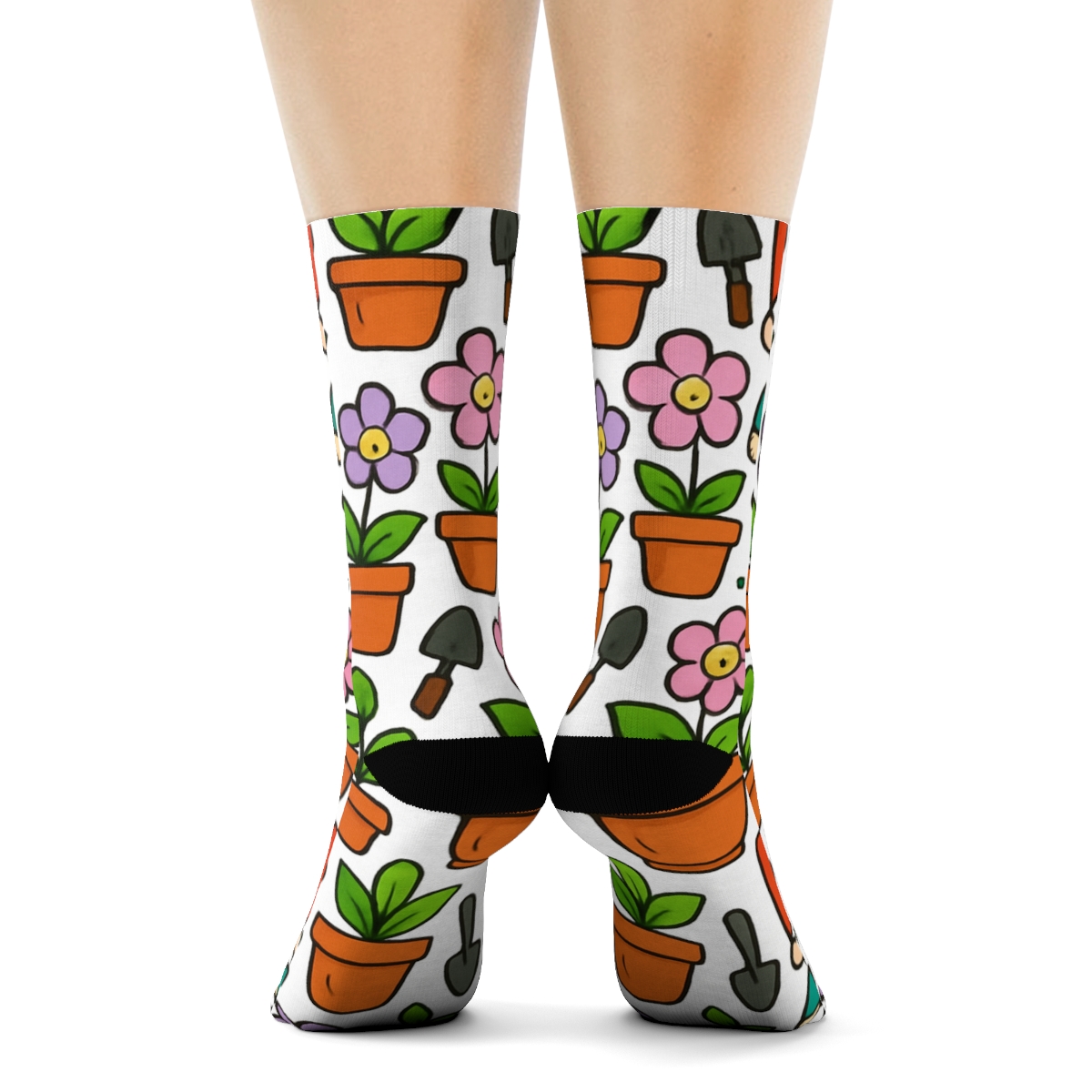 Flower Pots In Gardener Parade Repeat custom crew socks