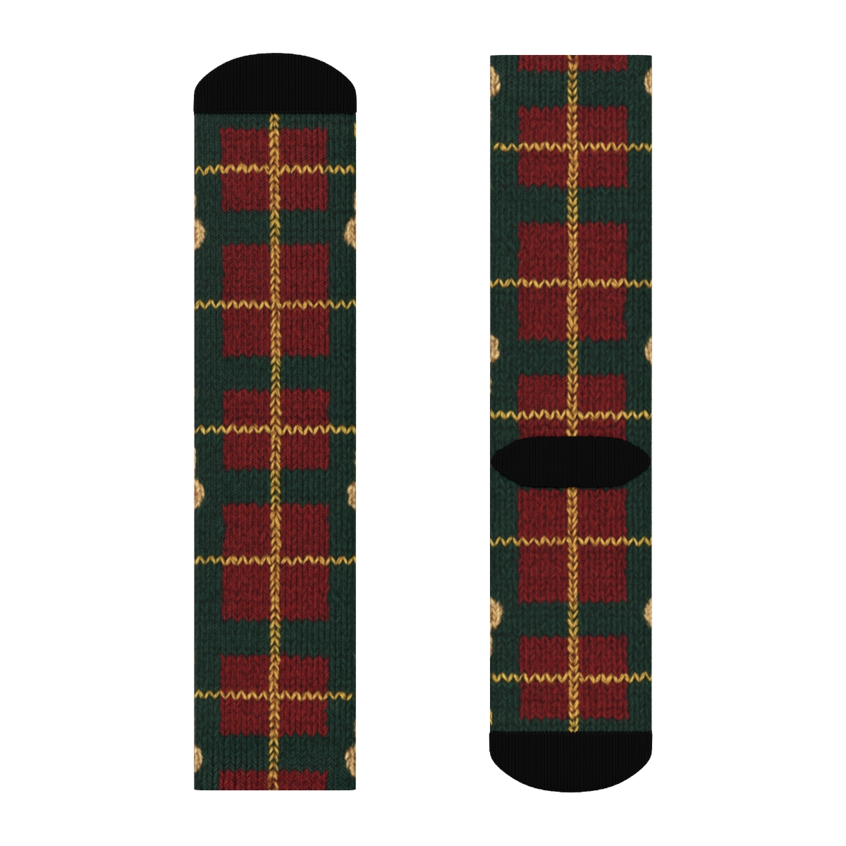 Teddy Bear Plaid Lattice On Crimson Field trendy patterned crew socks