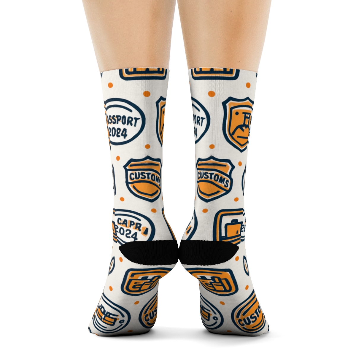 Customs Officer Badge Lattice designer printed crew socks