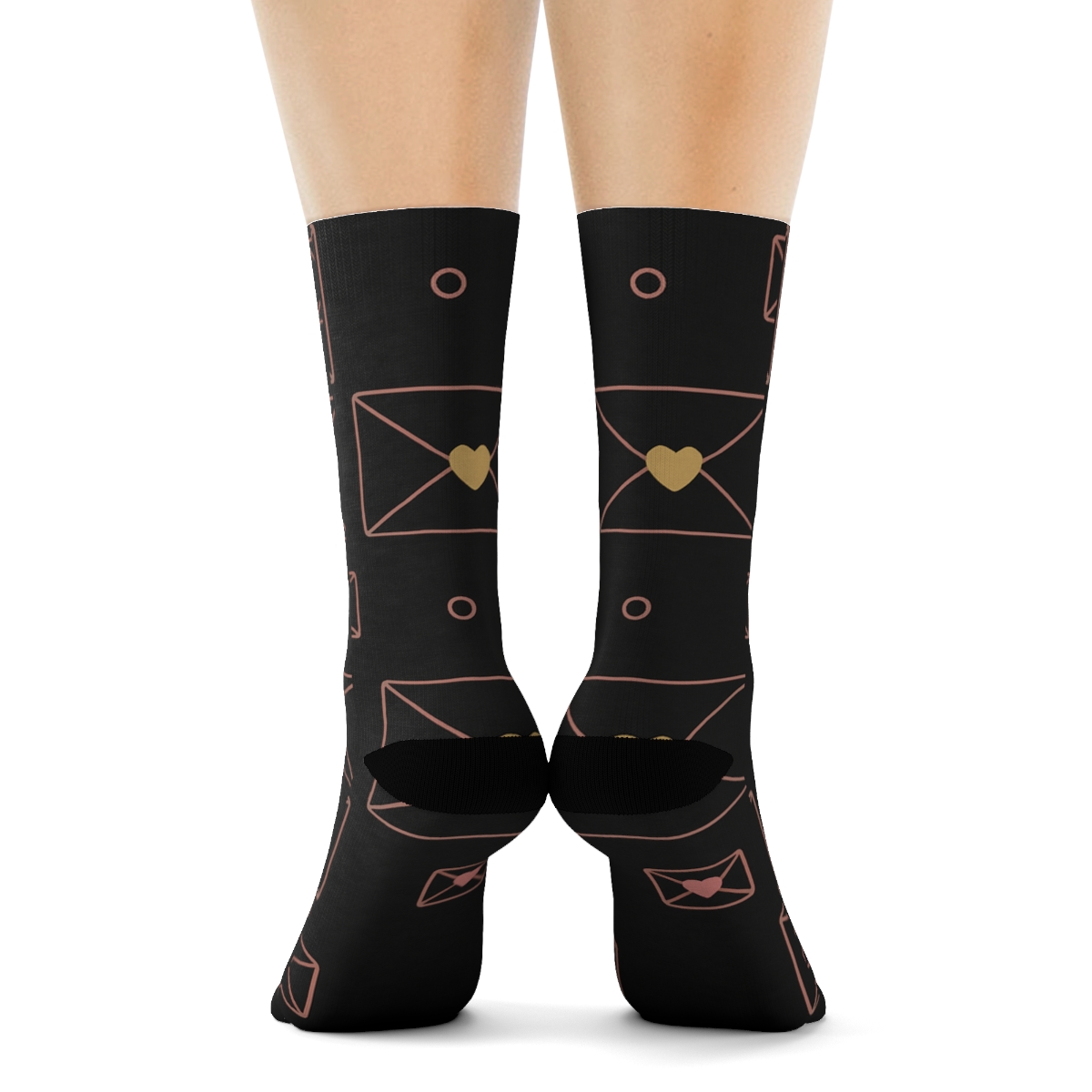 Modern Minimalist Graphic Pattern With Valentines Love Letter Envelope soft everyday crew socks