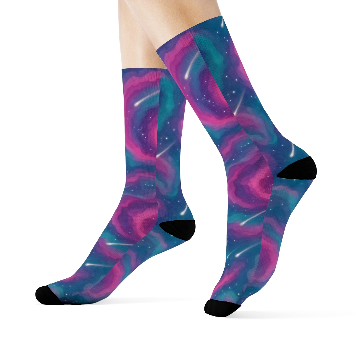 Neon Nebula Watercolor Swirl soft everyday crew socks