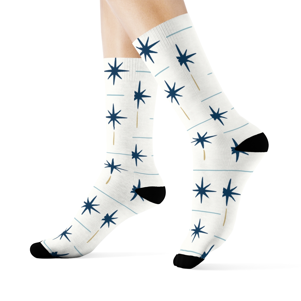Minimal Guiding Horizon Pattern With Star Of Bethlehem Accent premium sports crew socks