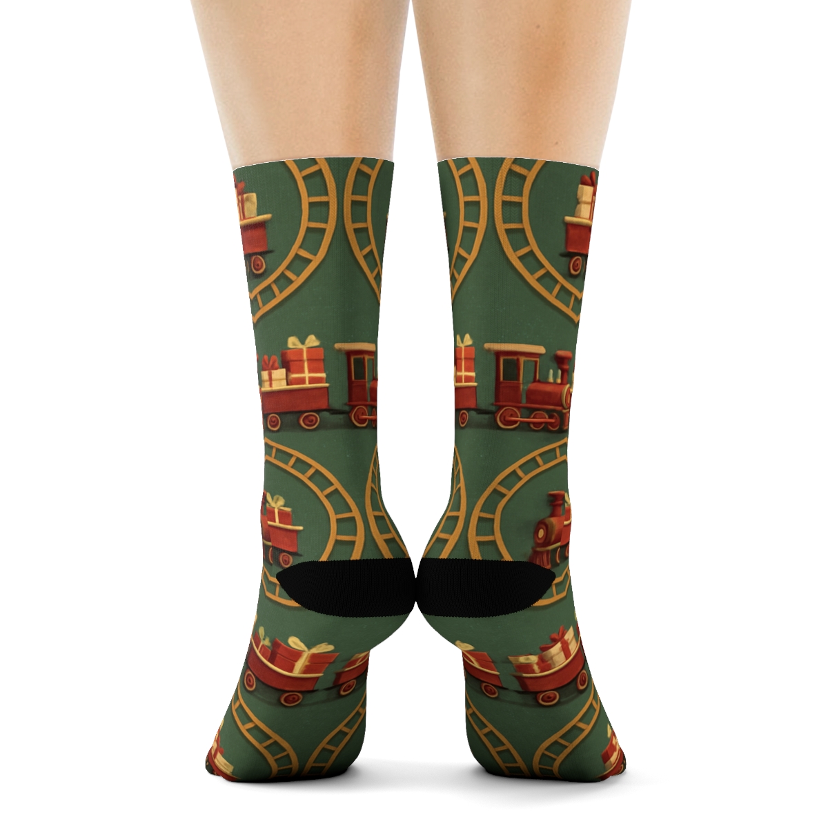 Toy Train Pattern Holiday Edition custom crew socks