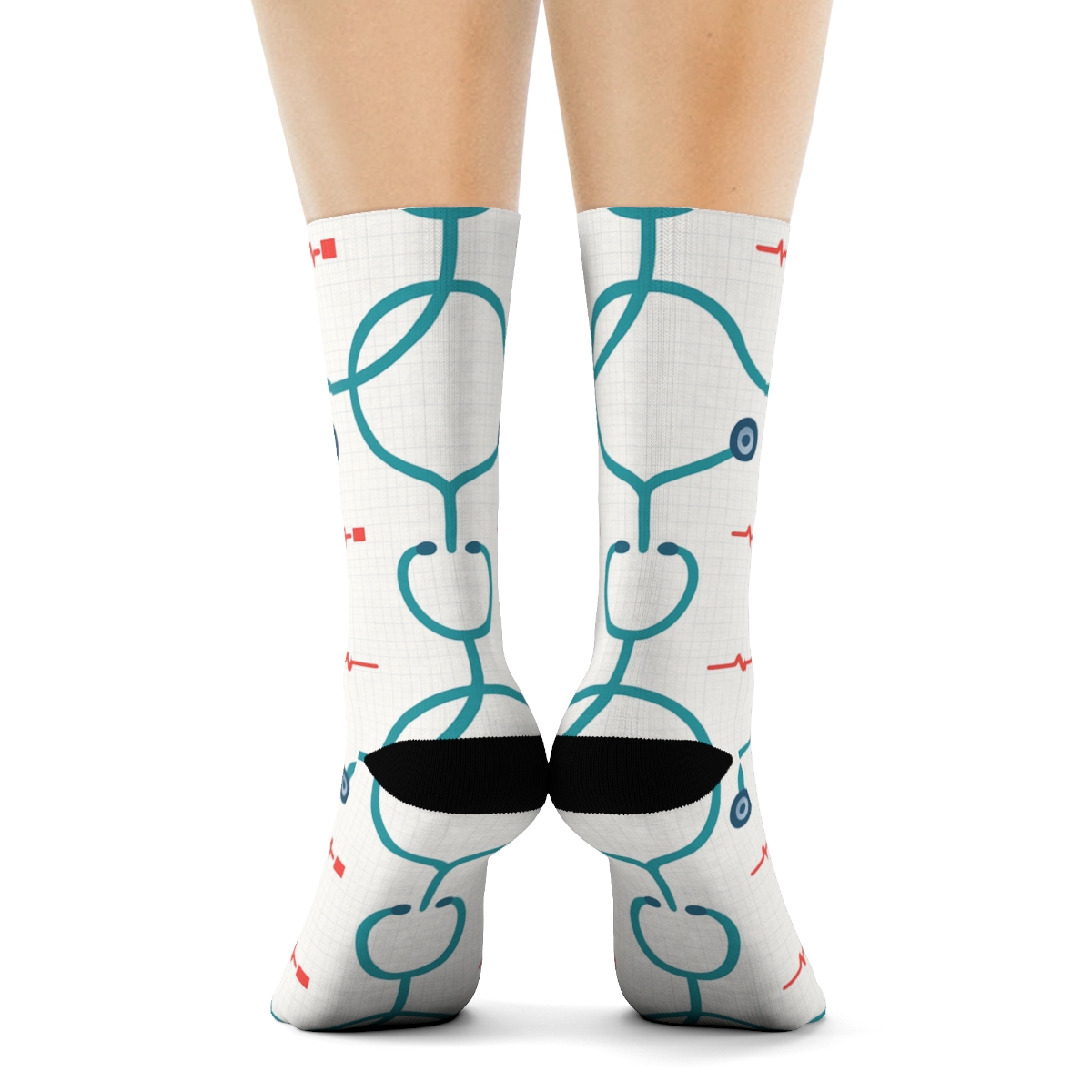 Doctor Stethoscope Lattice On Snow White unique graphic crew socks