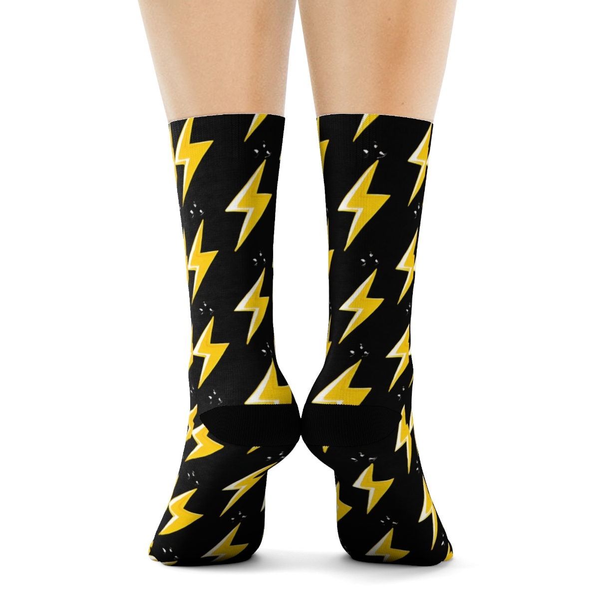 Bolt Grid On Black premium sports crew socks