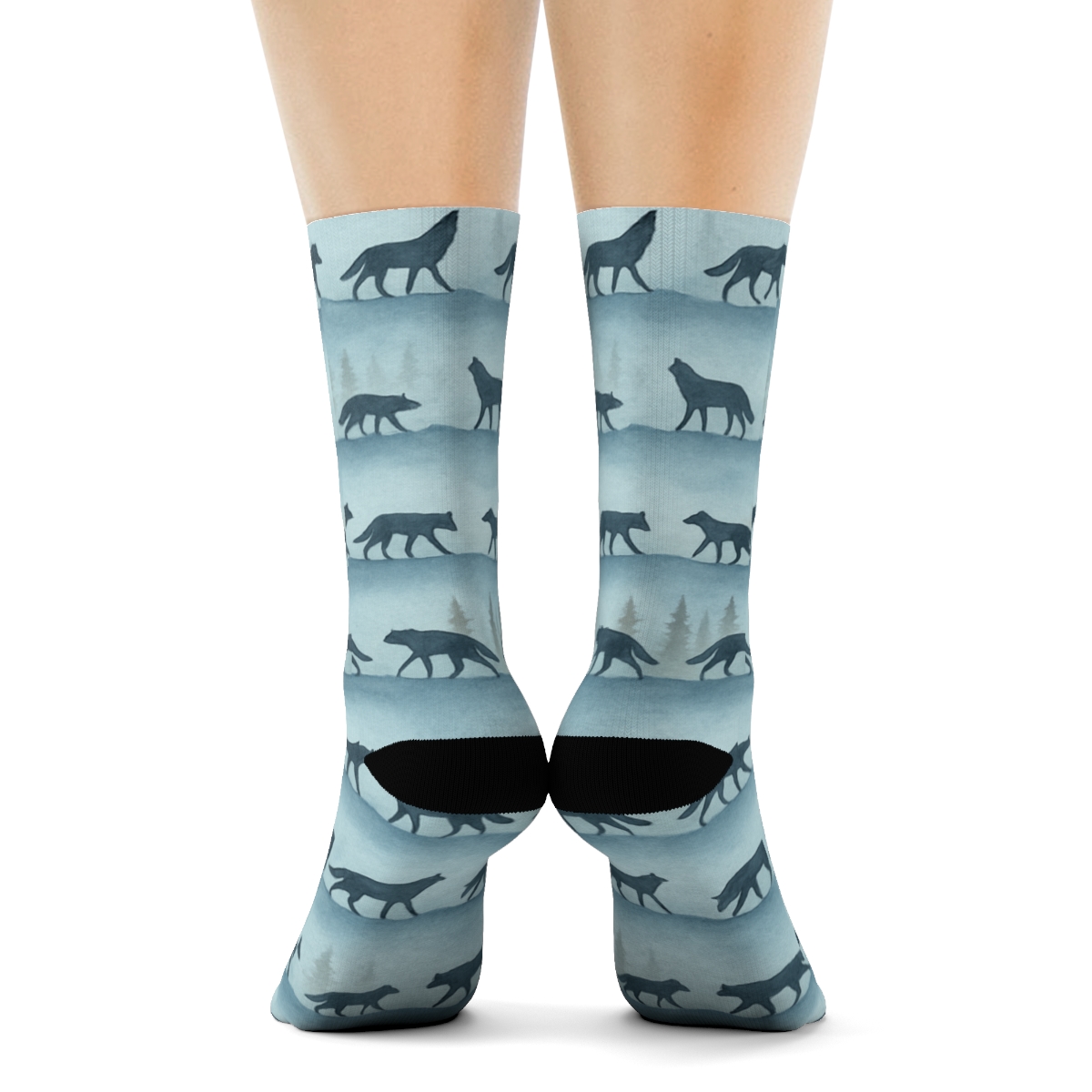 Starlit Ridge Pack With Gray Wolf Silhouettes comfortable cotton crew socks