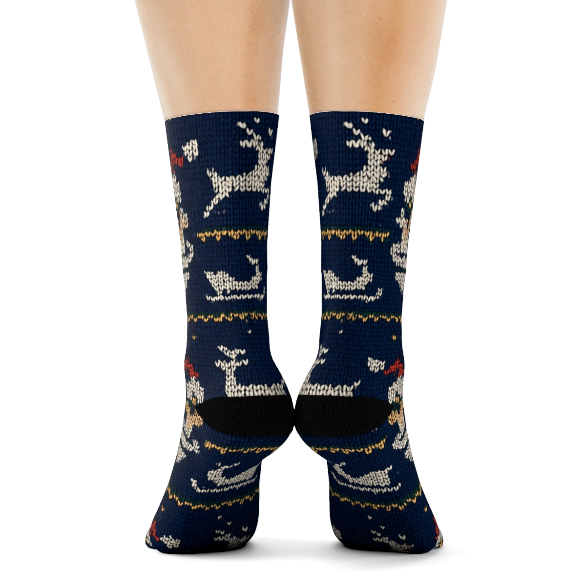 Santa Claus Nordic Night Pattern designer printed crew socks