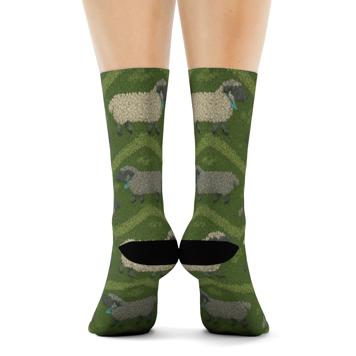 Sheep Hilltop Chevron Pasture unique graphic crew socks