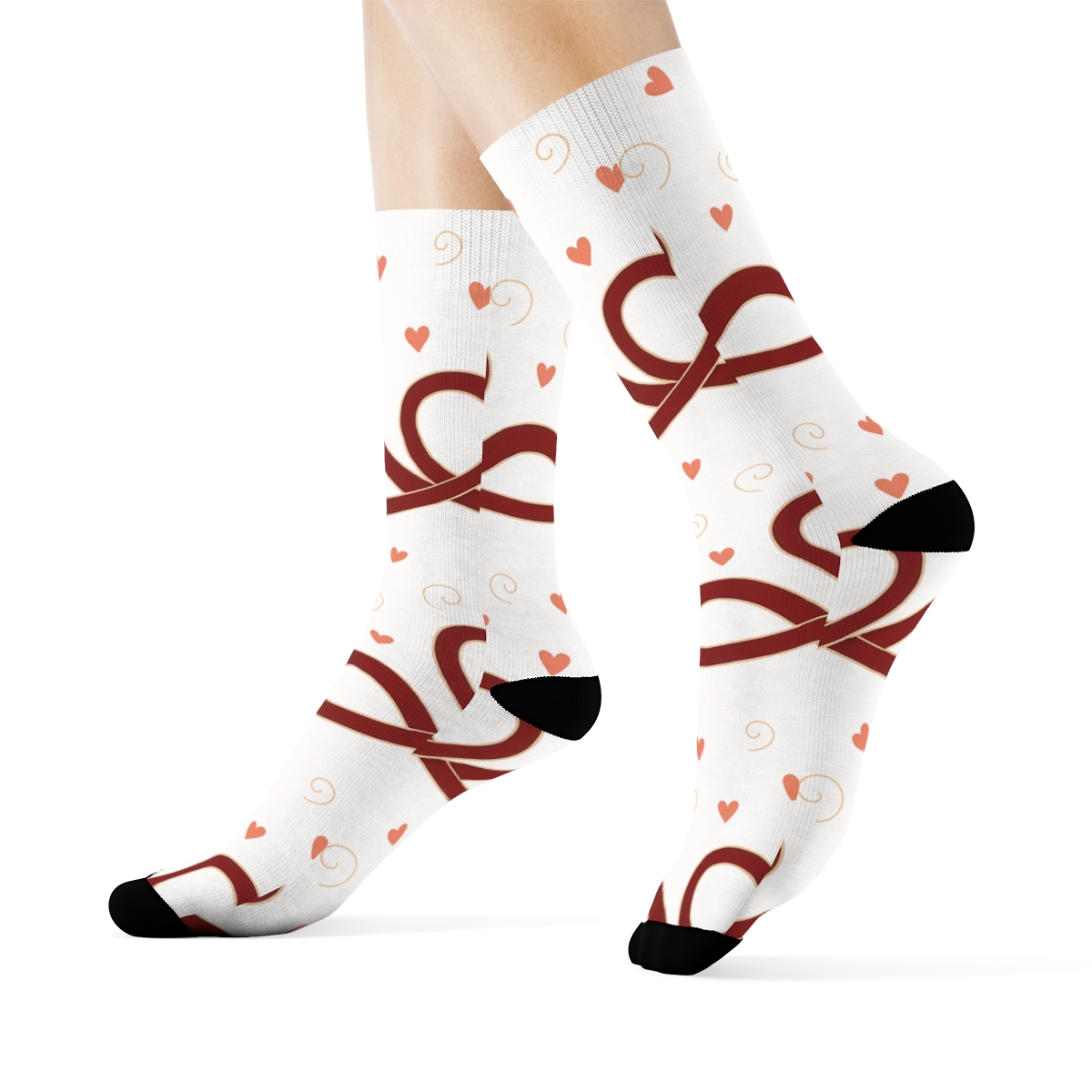 Heart Landscape Wrapping With Valentine S Infinity Heart personalized crew socks