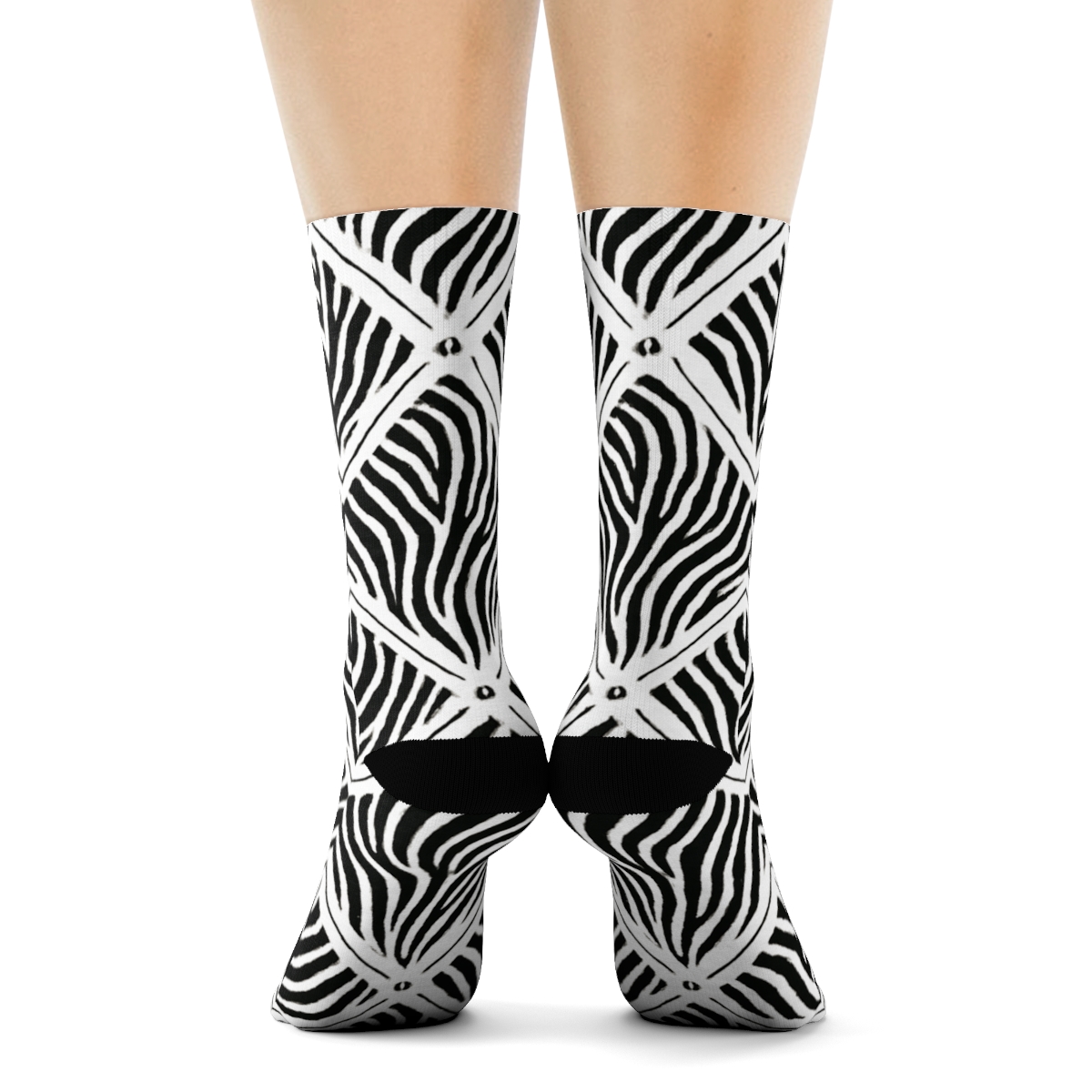 Monochrome Stripe Tessellation soft everyday crew socks