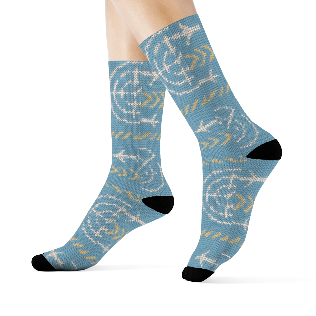 Knitted Radar Waves With Air Traffic Controller Icons personalized crew socks