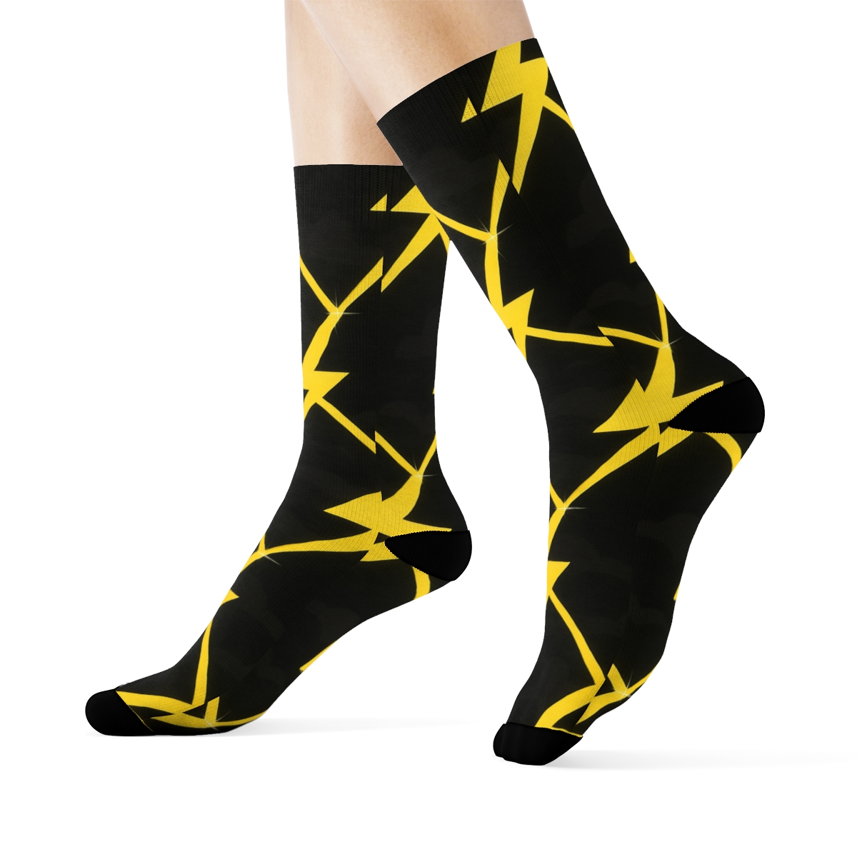 Neon Bolt Lattice Storm soft everyday crew socks