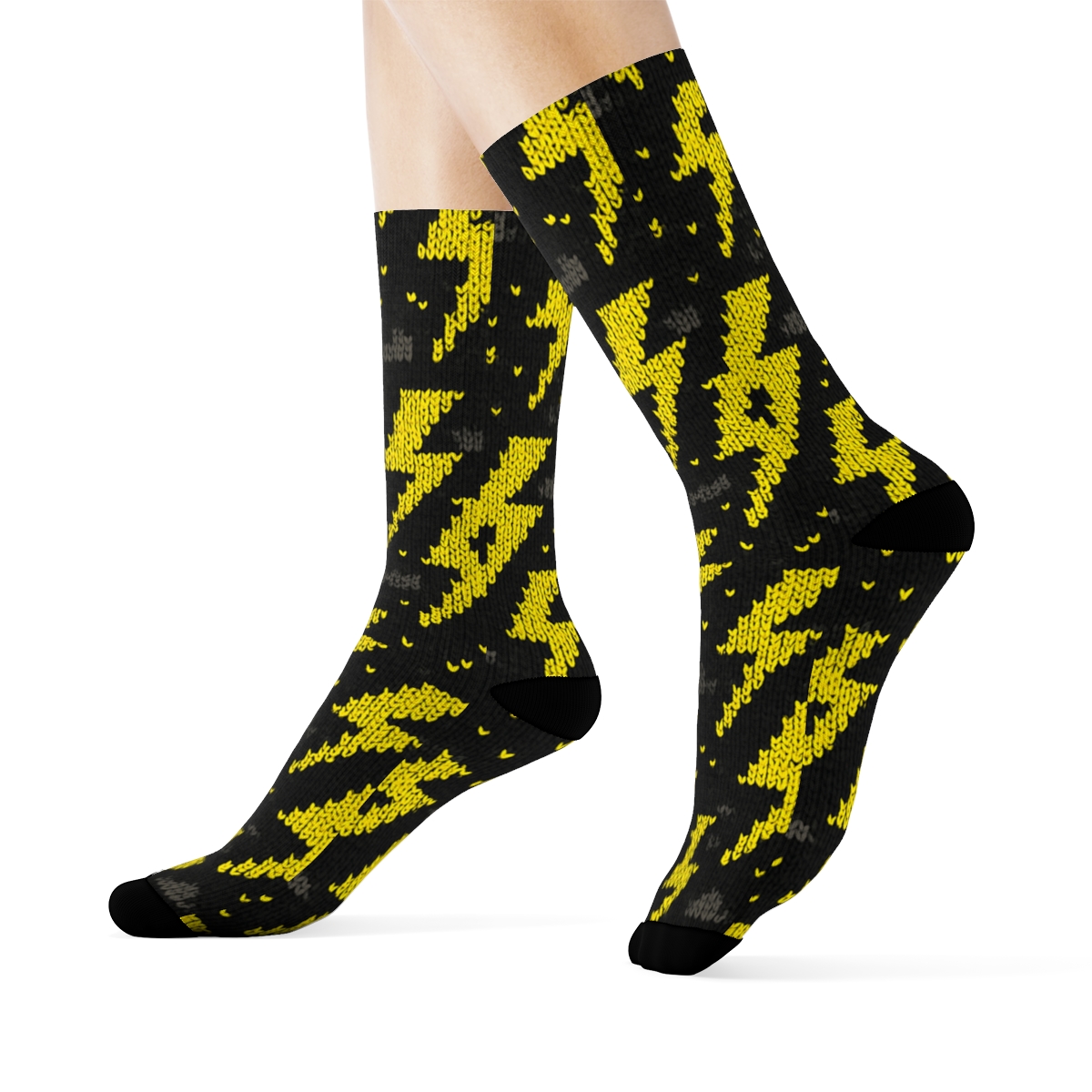 Fractal Bolt Chevron Grid stylish athletic crew socks