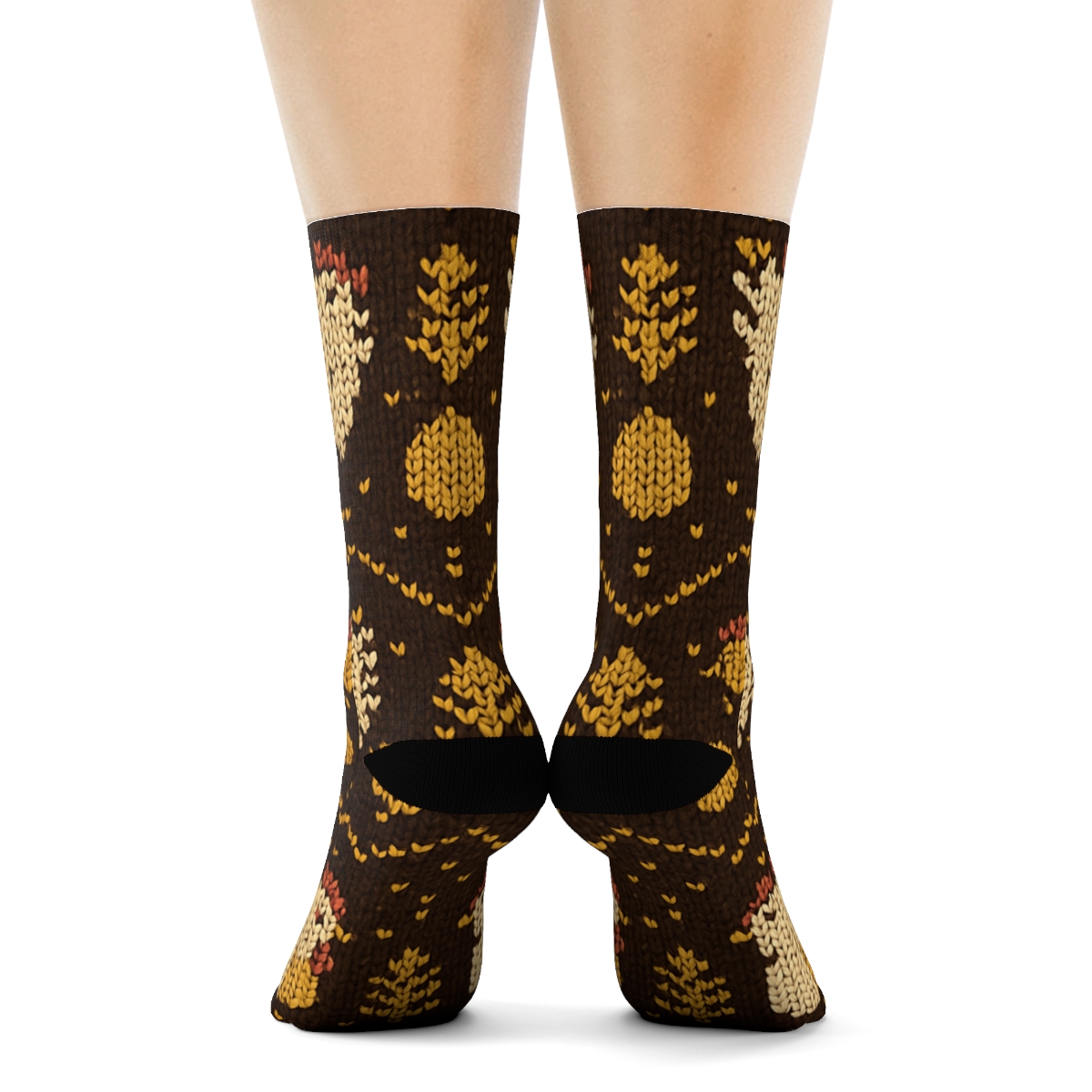 Knitted Chicken Chevron Barn Parade trendy patterned crew socks