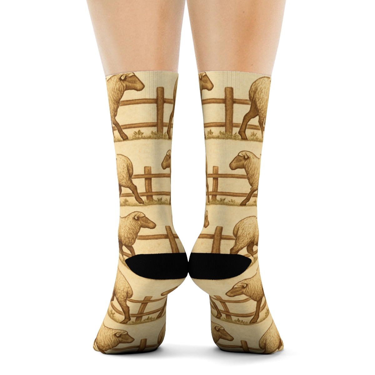 Pasture Fence Rhythm Pattern Sheep comfortable cotton crew socks