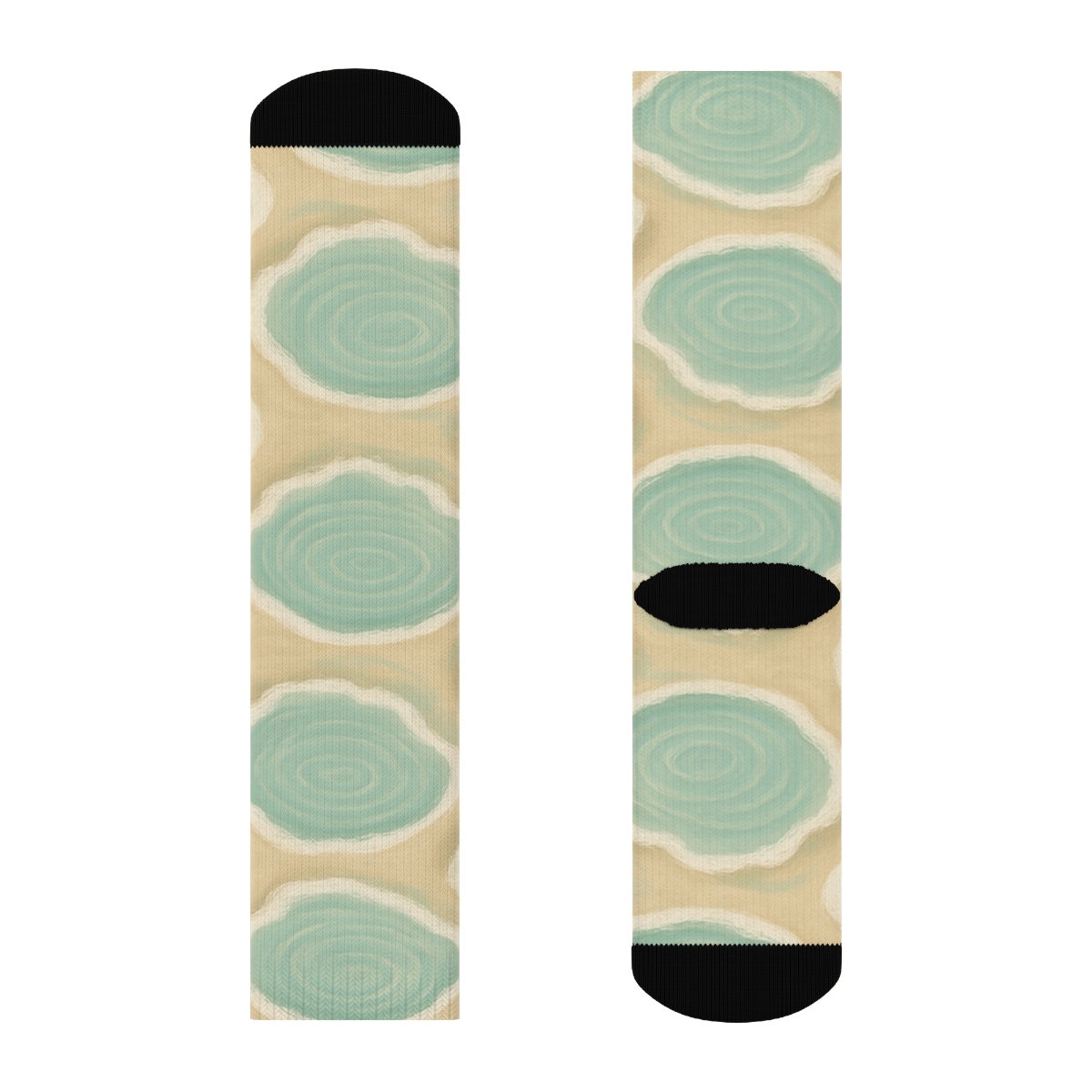 Seafoam Pebble Tide Grid designer printed crew socks