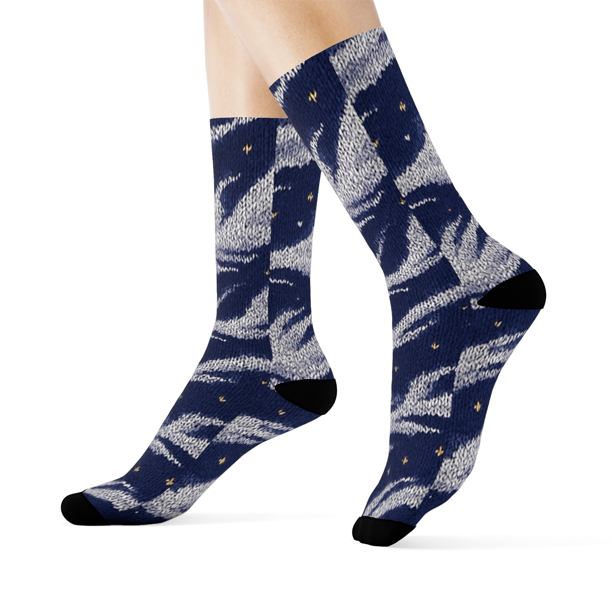 Clouds-Woven Cirrus Lattice In Indigo trendy patterned crew socks