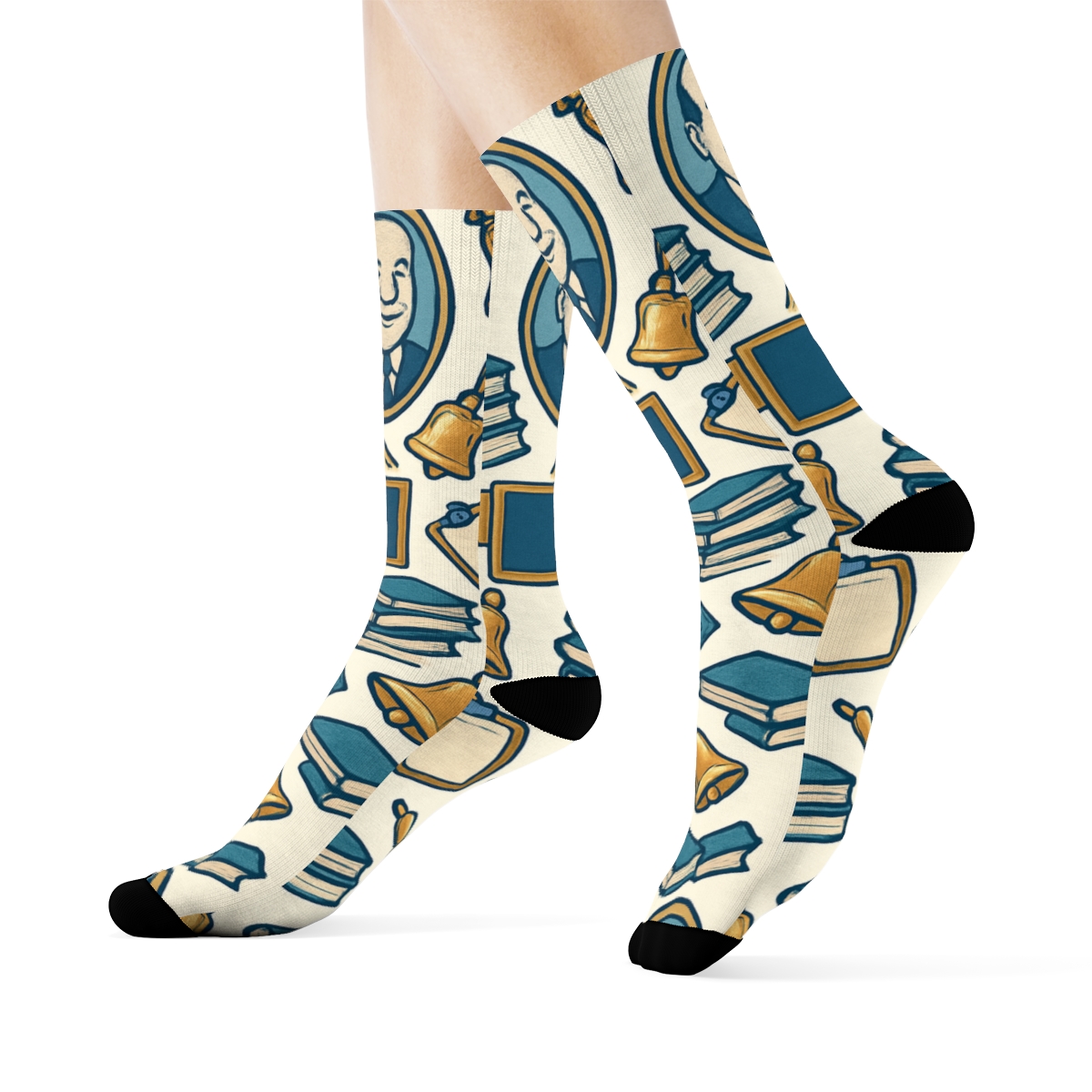 School Principal Portrait Medallion Tessellation stylish athletic crew socks