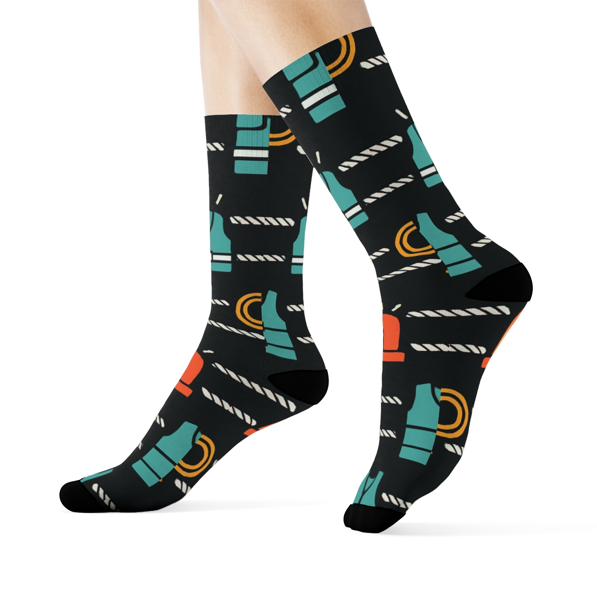 Rescue Worker-Grade Beacon And Rope Band Lattice comfortable cotton crew socks