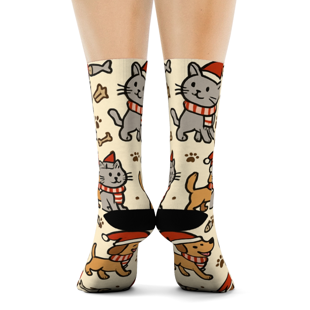Holiday Pets In Santa Hats Parade premium sports crew socksHoliday Pets in Santa Hats Parade Crew Socks - Image 4