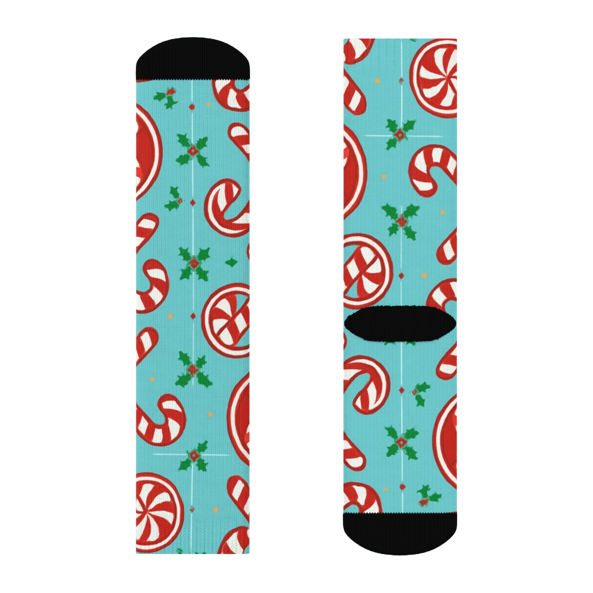 Peppermint Medallions With Candy Canes In Mirror Grid stylish athletic crew socks