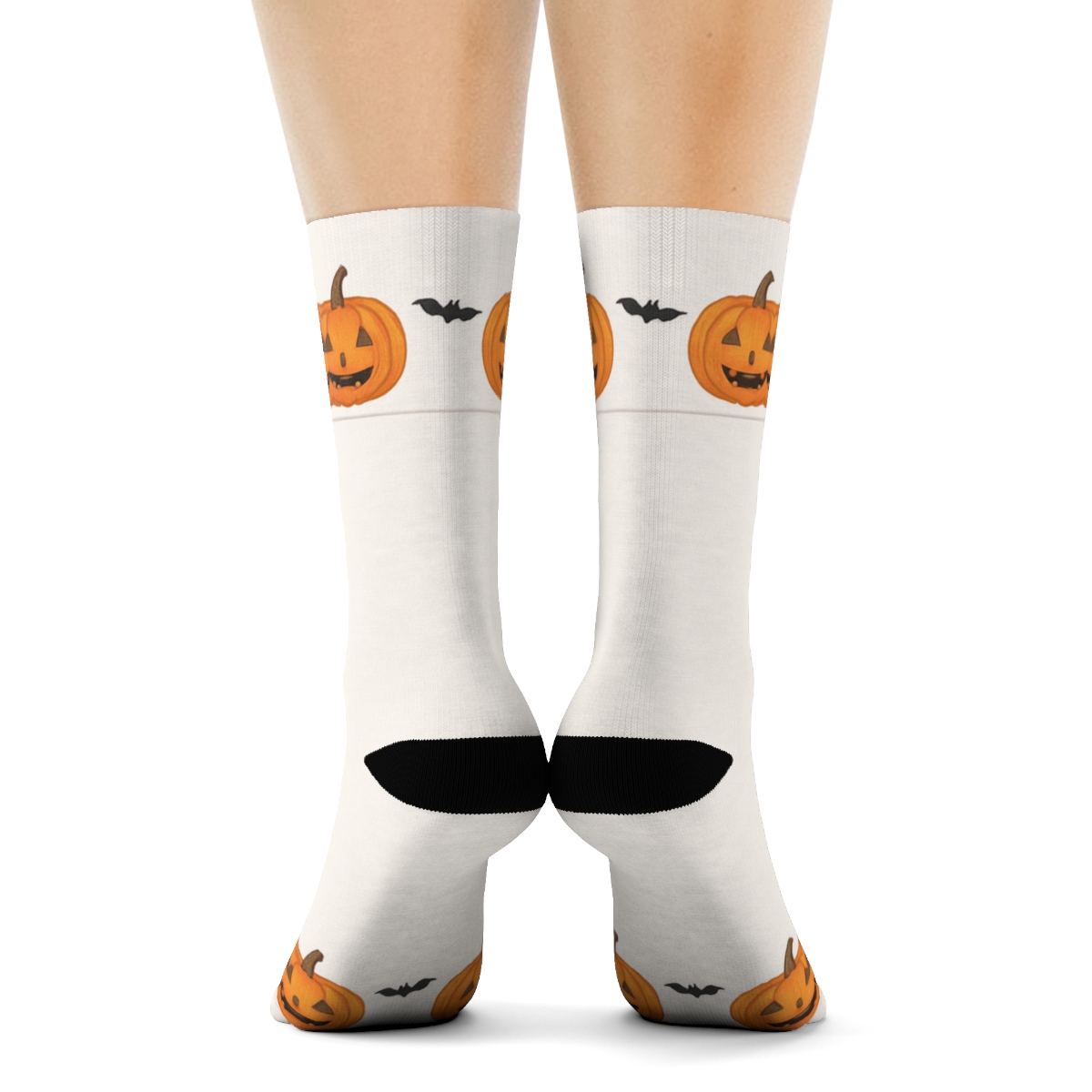 Carved Pumpkin Border Pattern On White Background premium sports crew socks