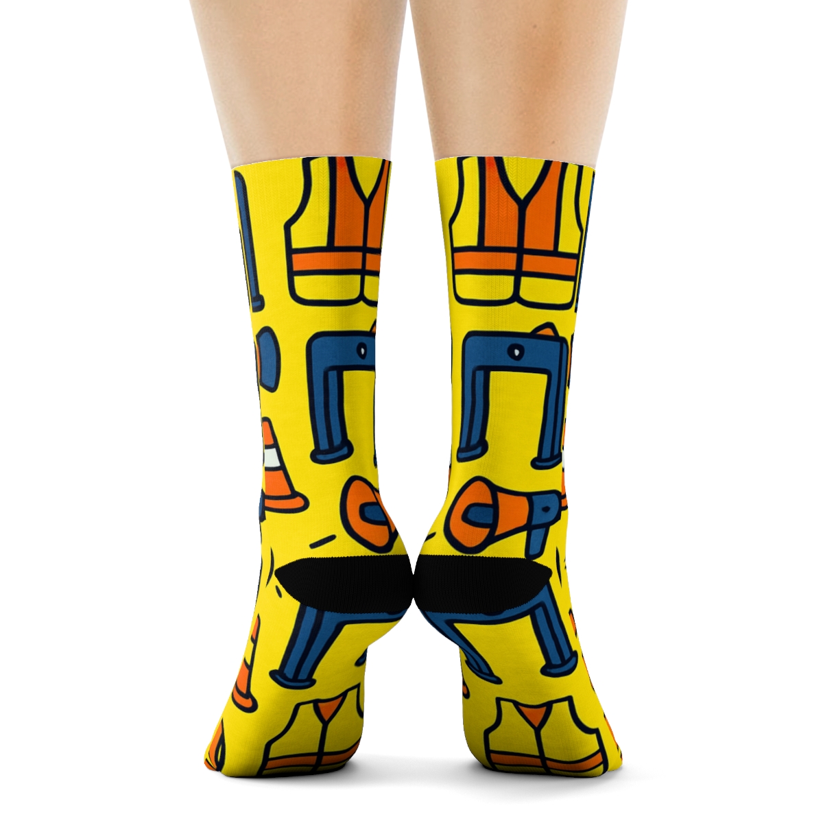 Stadium Checkpoint Parade With Security Guard Icons trendy patterned crew socks