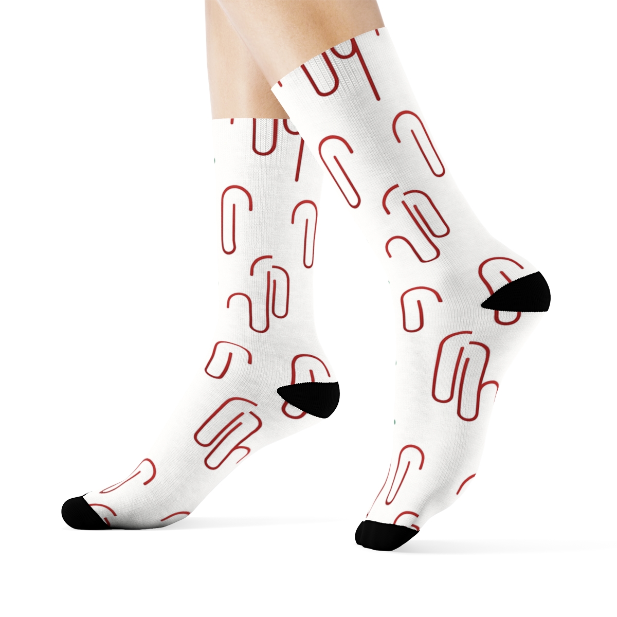 Minimalist Grid With Candy Canes Accent custom crew socks