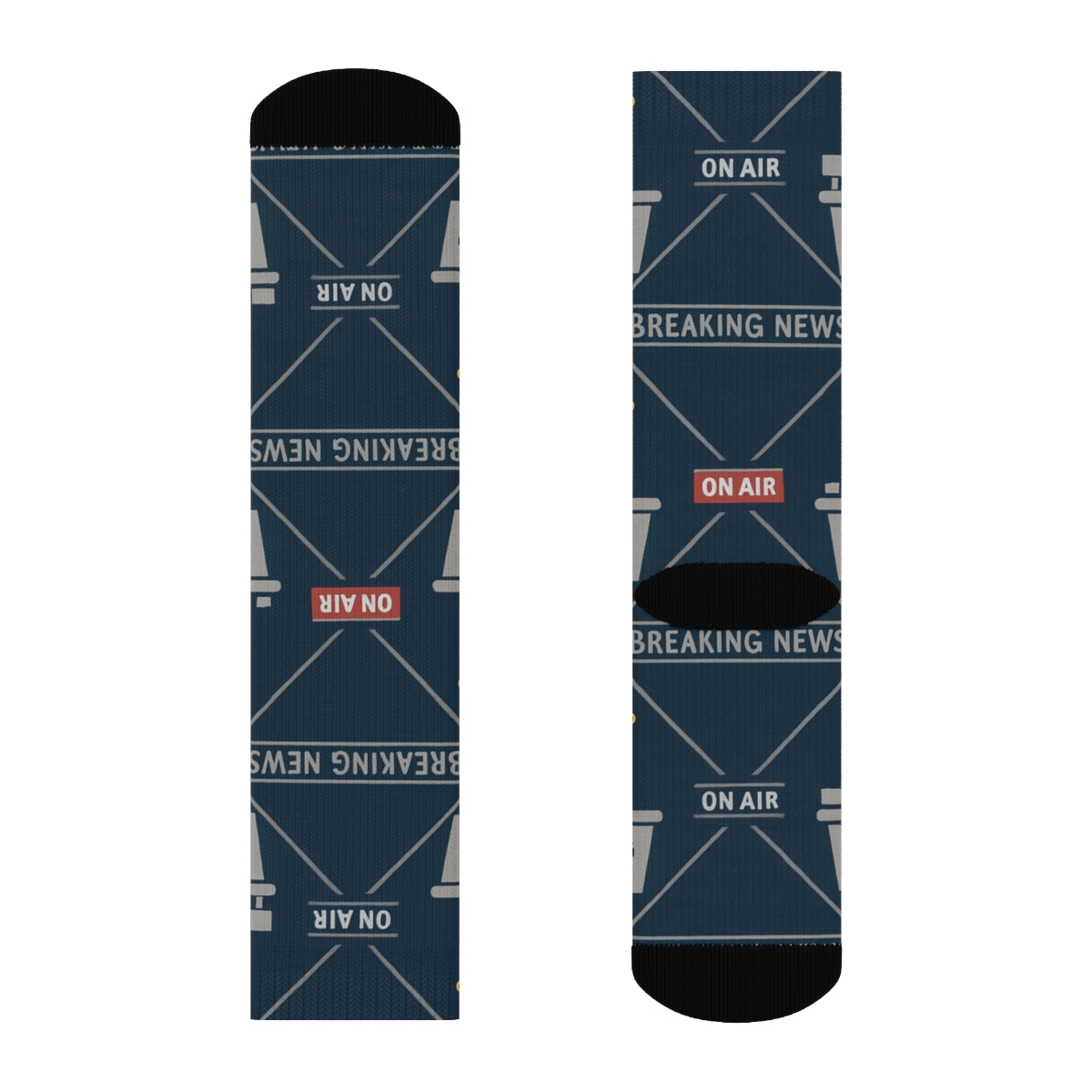 Midnight Ticker Lattice News Anchor Print designer printed crew socks