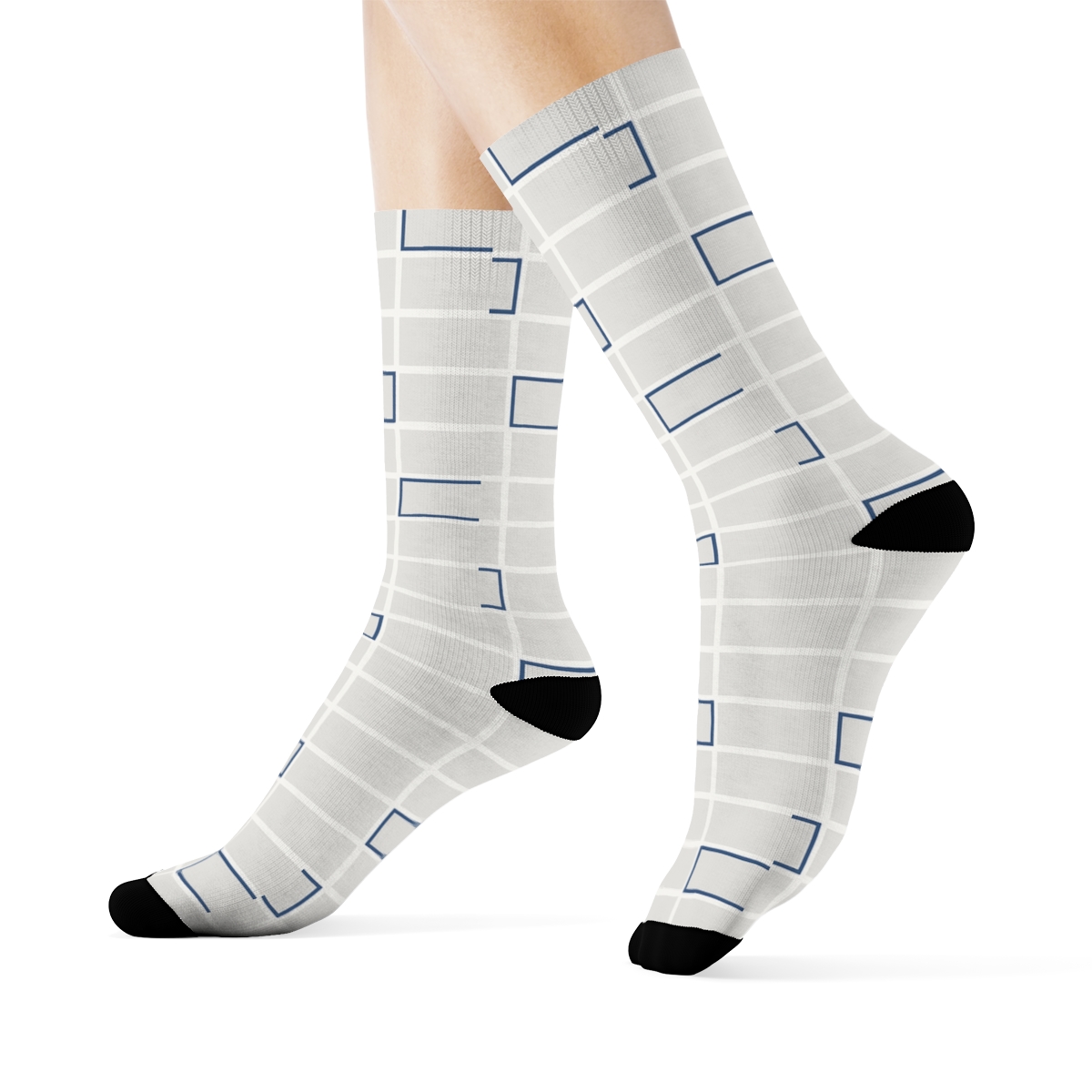 Cell Grid Fragment stylish athletic crew socks