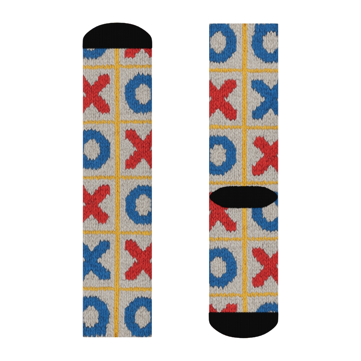 Tic Tac Toe Knit Illusion With Valentines Xo Icons premium sports crew socks