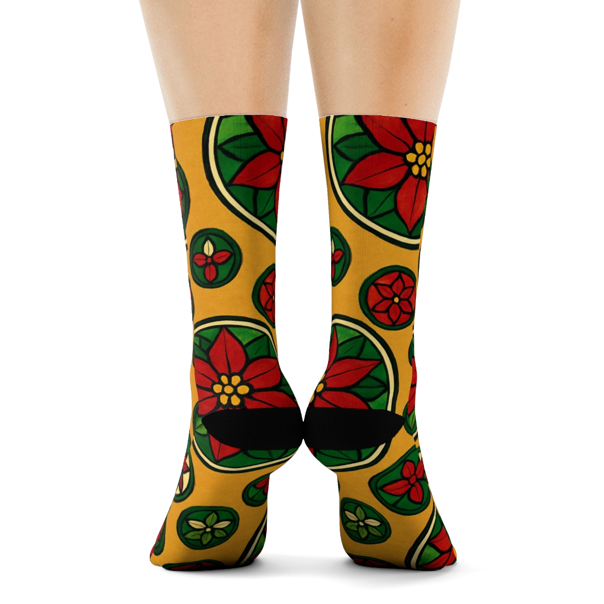 Ornament Mosaic On Golden Field designer printed crew socks